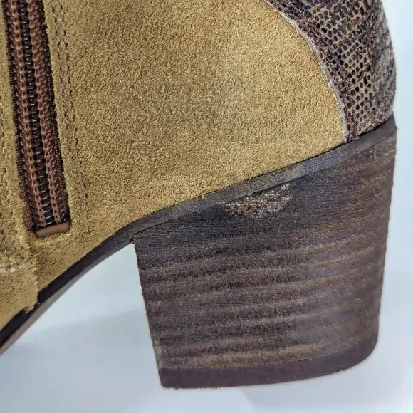 Marc Fisher Stefani Ankle Bootie Boot Suede Leather Brown Western Cowboy Tan 6 - Picture 7 of 12